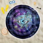 Thoth Ancient Egyptian Cosmic Beach Blanket with Sacred Eye and Baboon Symbol Theme