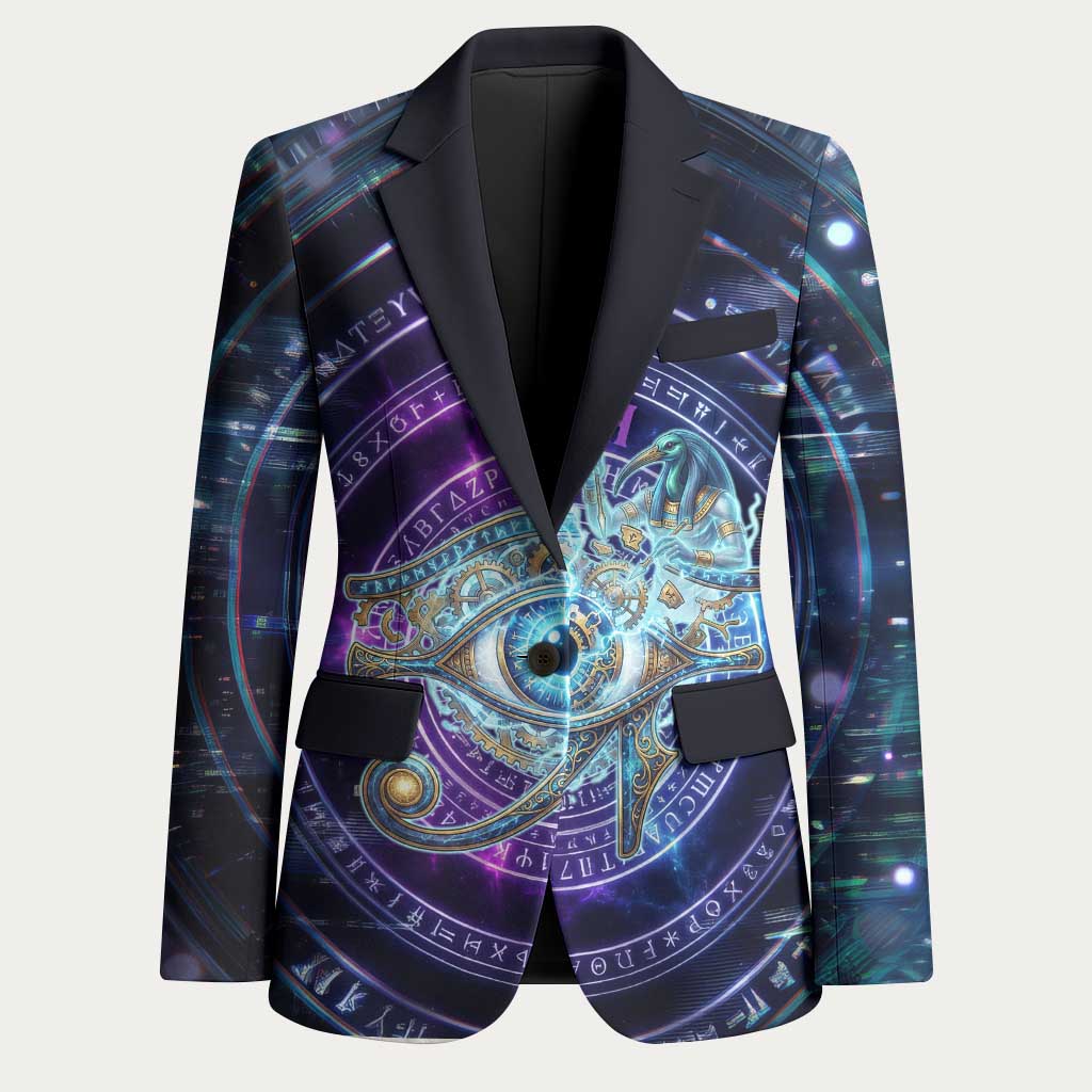 Thoth Ancient Egyptian Cosmic Blazer with Sacred Eye and Baboon Symbol Theme