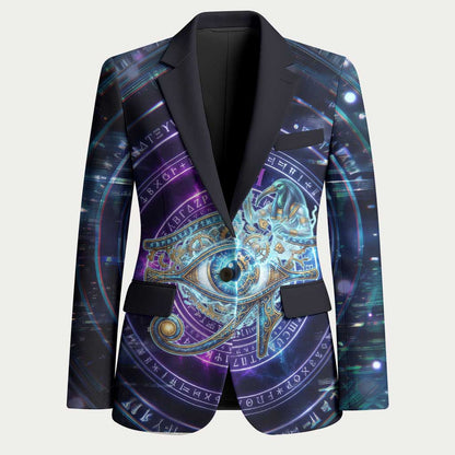 Thoth Ancient Egyptian Cosmic Blazer with Sacred Eye and Baboon Symbol Theme
