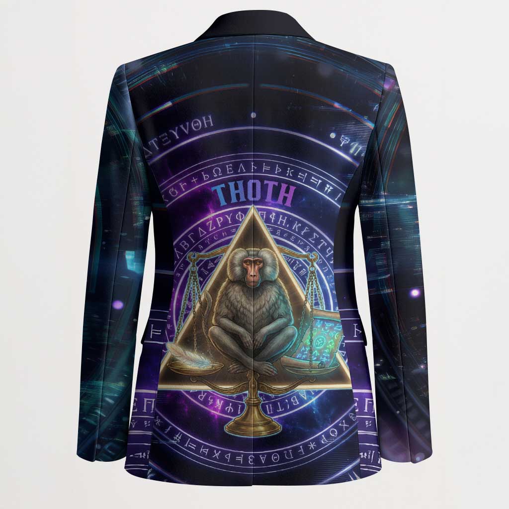 Thoth Ancient Egyptian Cosmic Blazer with Sacred Eye and Baboon Symbol Theme