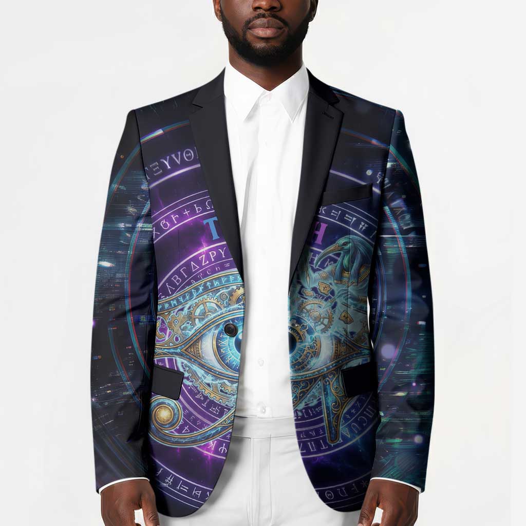 Thoth Ancient Egyptian Cosmic Blazer with Sacred Eye and Baboon Symbol Theme