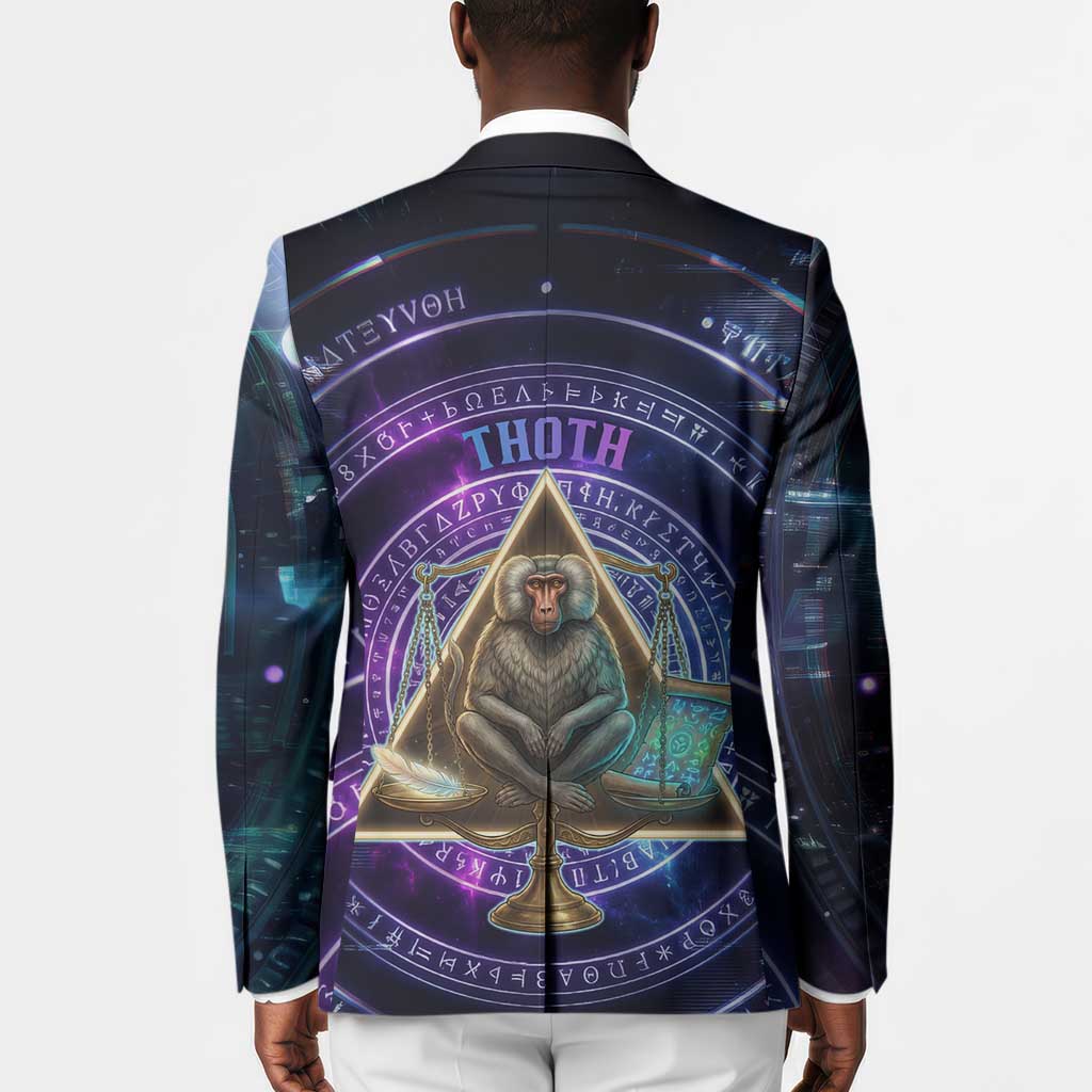 Thoth Ancient Egyptian Cosmic Blazer with Sacred Eye and Baboon Symbol Theme