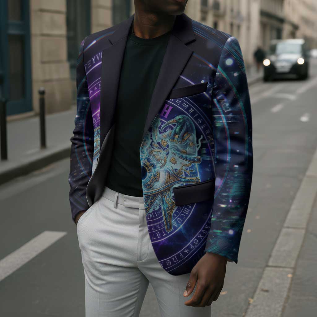 Thoth Ancient Egyptian Cosmic Blazer with Sacred Eye and Baboon Symbol Theme