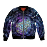 Thoth Ancient Egyptian Cosmic Bomber Jacket with Sacred Eye and Baboon Symbol Theme
