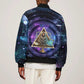 Thoth Ancient Egyptian Cosmic Bomber Jacket with Sacred Eye and Baboon Symbol Theme