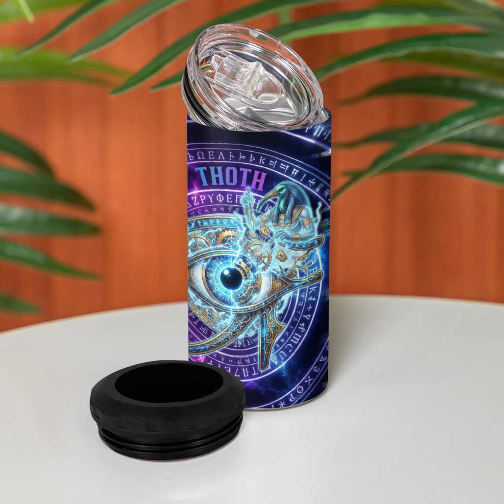 Thoth Ancient Egyptian Cosmic 4 in 1 Can Cooler Tumbler with Sacred Eye and Baboon Symbol Theme