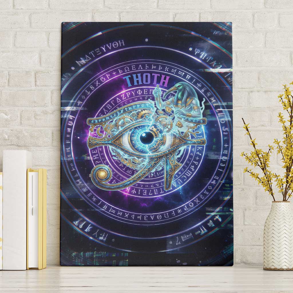 Thoth Ancient Egyptian Cosmic Canvas Wall Art with Sacred Eye and Baboon Symbol Theme
