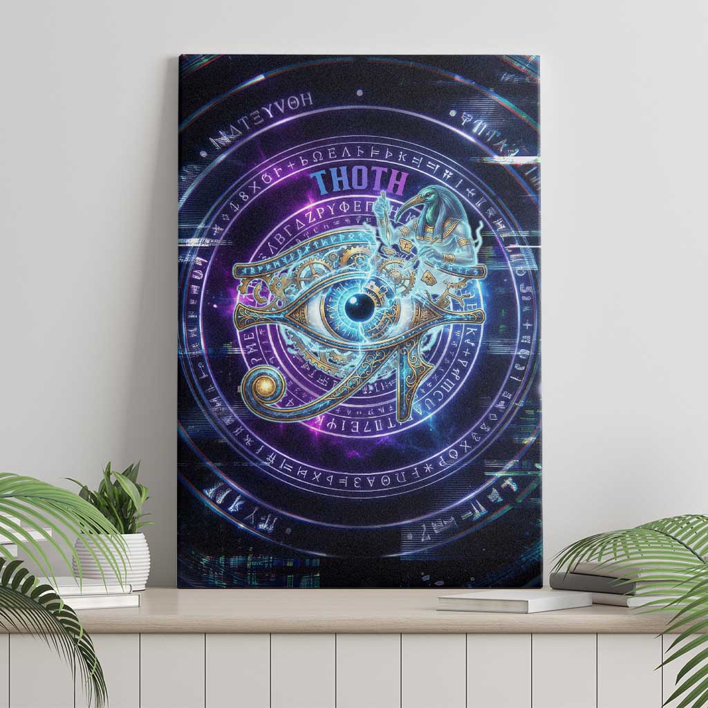 Thoth Ancient Egyptian Cosmic Canvas Wall Art with Sacred Eye and Baboon Symbol Theme