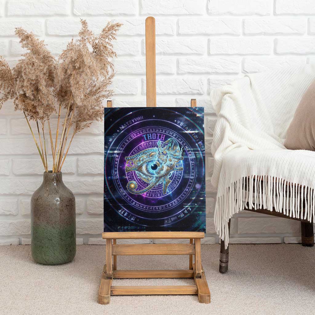Thoth Ancient Egyptian Cosmic Canvas Wall Art with Sacred Eye and Baboon Symbol Theme