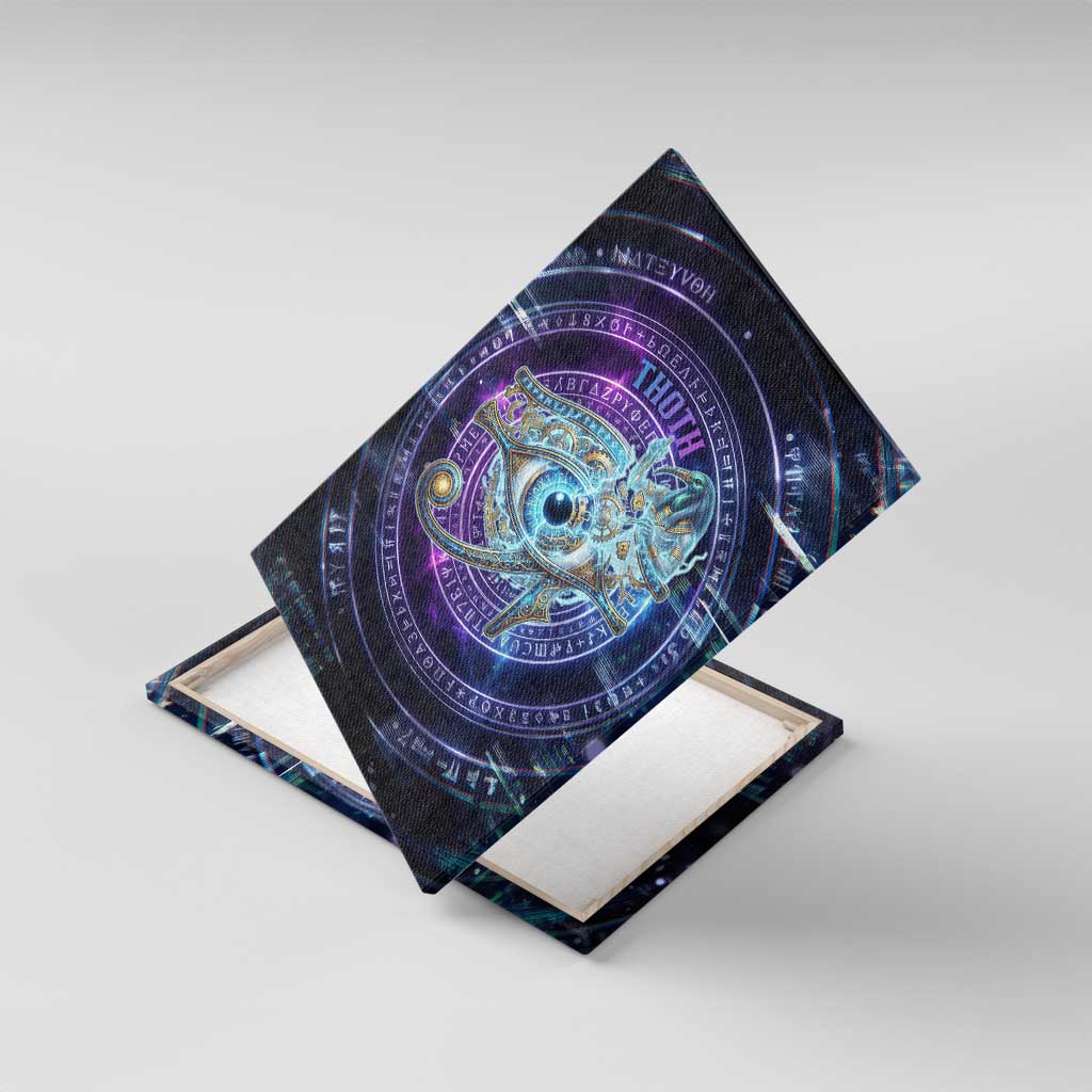 Thoth Ancient Egyptian Cosmic Canvas Wall Art with Sacred Eye and Baboon Symbol Theme