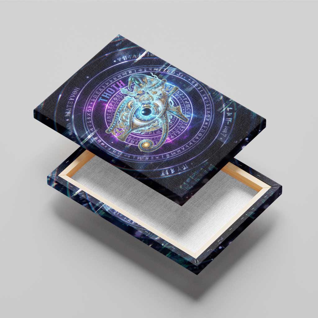 Thoth Ancient Egyptian Cosmic Canvas Wall Art with Sacred Eye and Baboon Symbol Theme