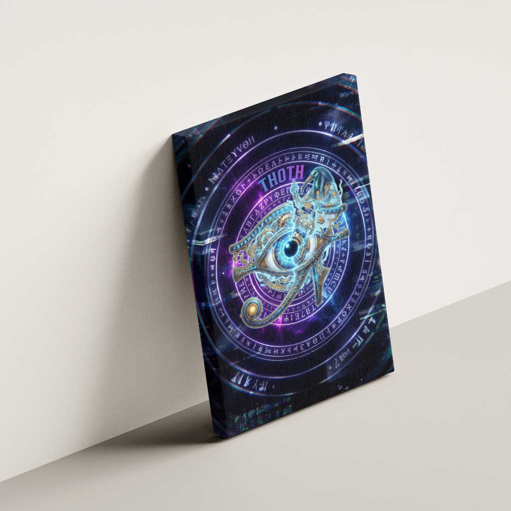 Thoth Ancient Egyptian Cosmic Canvas Wall Art with Sacred Eye and Baboon Symbol Theme