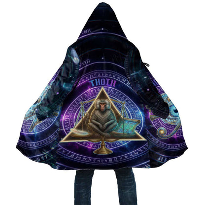 Thoth Ancient Egyptian Cosmic Cloak with Sacred Eye and Baboon Symbol Theme