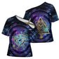 Thoth Ancient Egyptian Cosmic Cross Shoulder Shirt with Sacred Eye and Baboon Symbol Theme