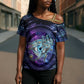 Thoth Ancient Egyptian Cosmic Cross Shoulder Shirt with Sacred Eye and Baboon Symbol Theme