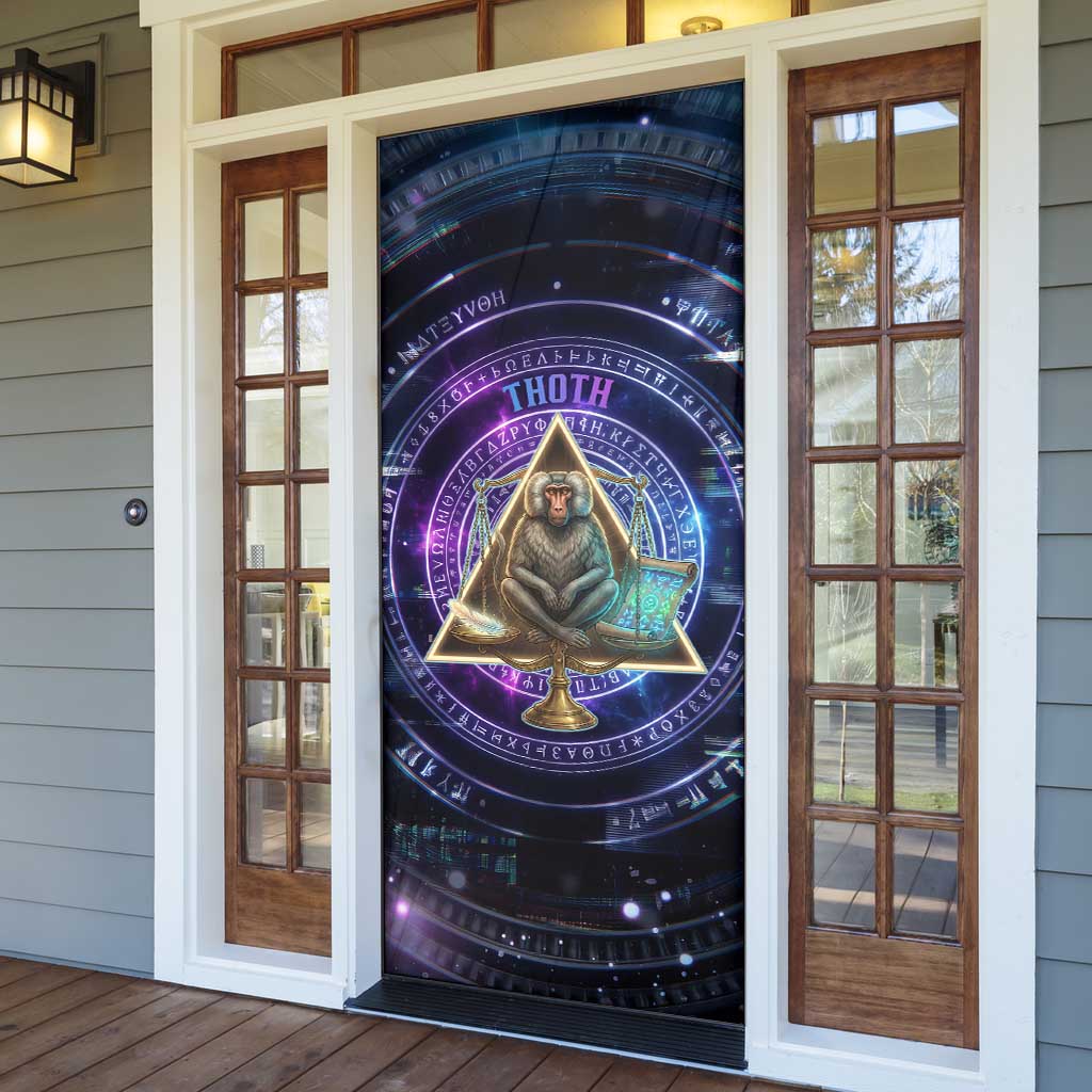 Thoth Ancient Egyptian Cosmic Door Cover with Sacred Eye and Baboon Symbol Theme