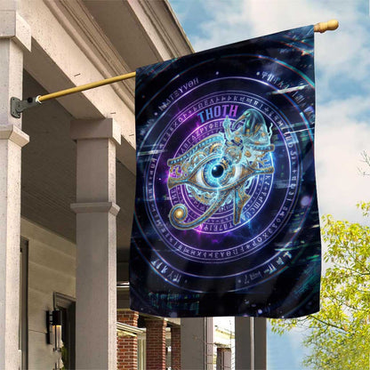Thoth Ancient Egyptian Cosmic Garden Flag with Sacred Eye and Baboon Symbol Theme