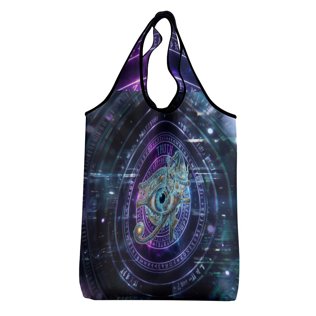 Thoth Ancient Egyptian Cosmic Grocery Bag with Sacred Eye and Baboon Symbol Theme