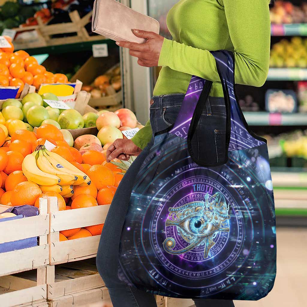 Thoth Ancient Egyptian Cosmic Grocery Bag with Sacred Eye and Baboon Symbol Theme