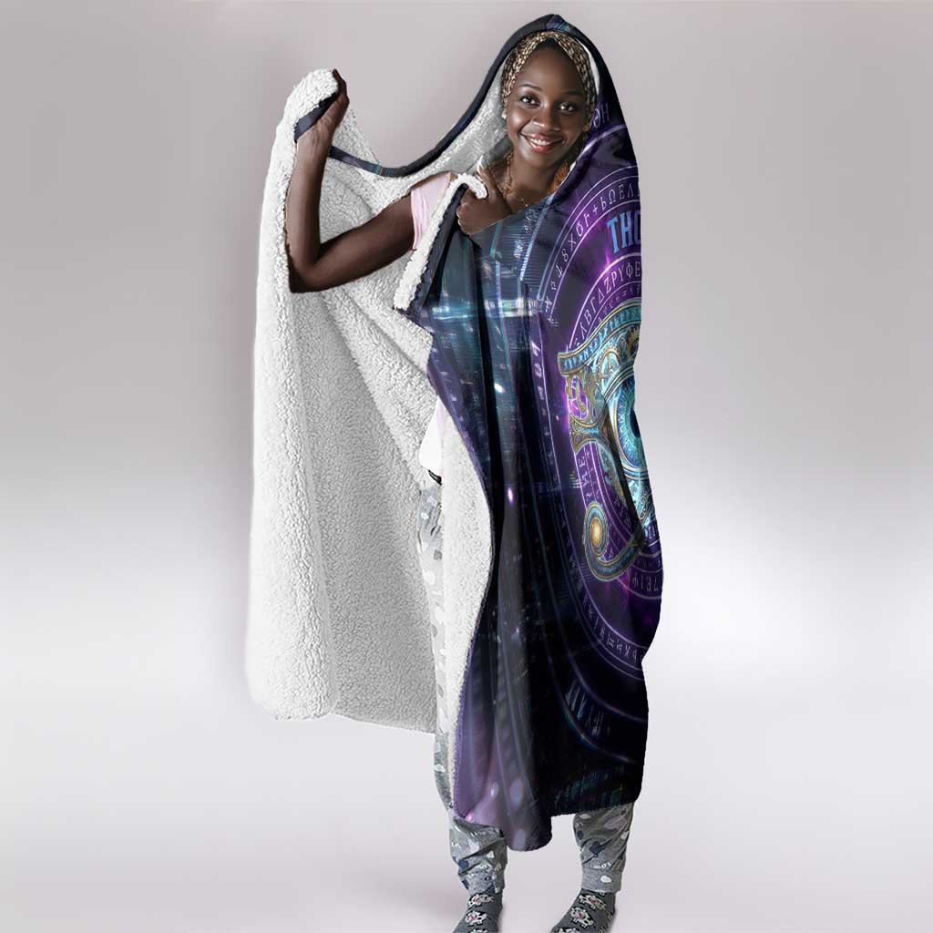 Thoth Ancient Egyptian Cosmic Hooded Blanket with Sacred Eye and Baboon Symbol Theme