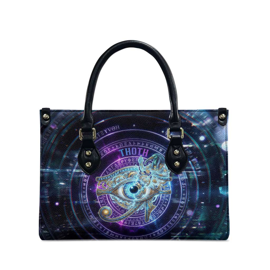Thoth Ancient Egyptian Cosmic Leather Bag with Sacred Eye and Baboon Symbol Theme