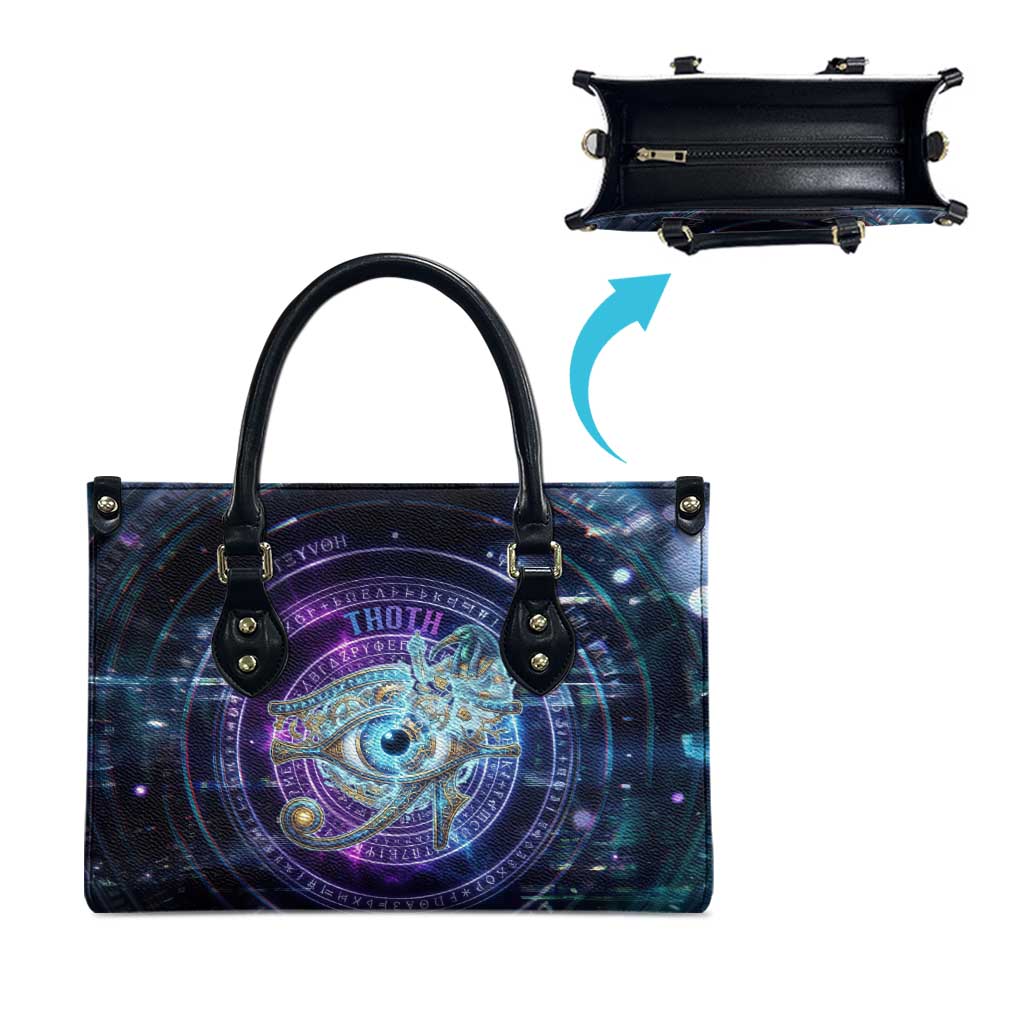 Thoth Ancient Egyptian Cosmic Leather Bag with Sacred Eye and Baboon Symbol Theme