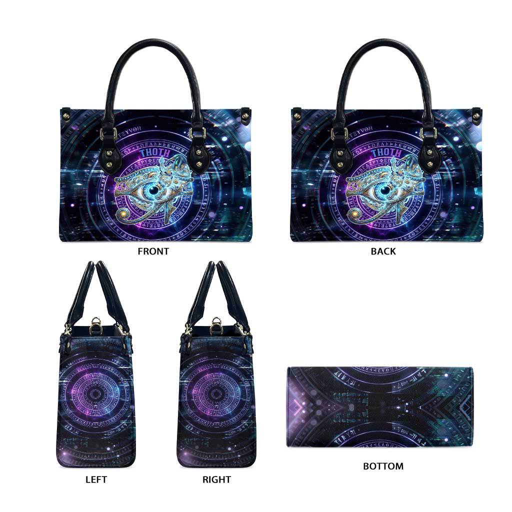 Thoth Ancient Egyptian Cosmic Leather Bag with Sacred Eye and Baboon Symbol Theme