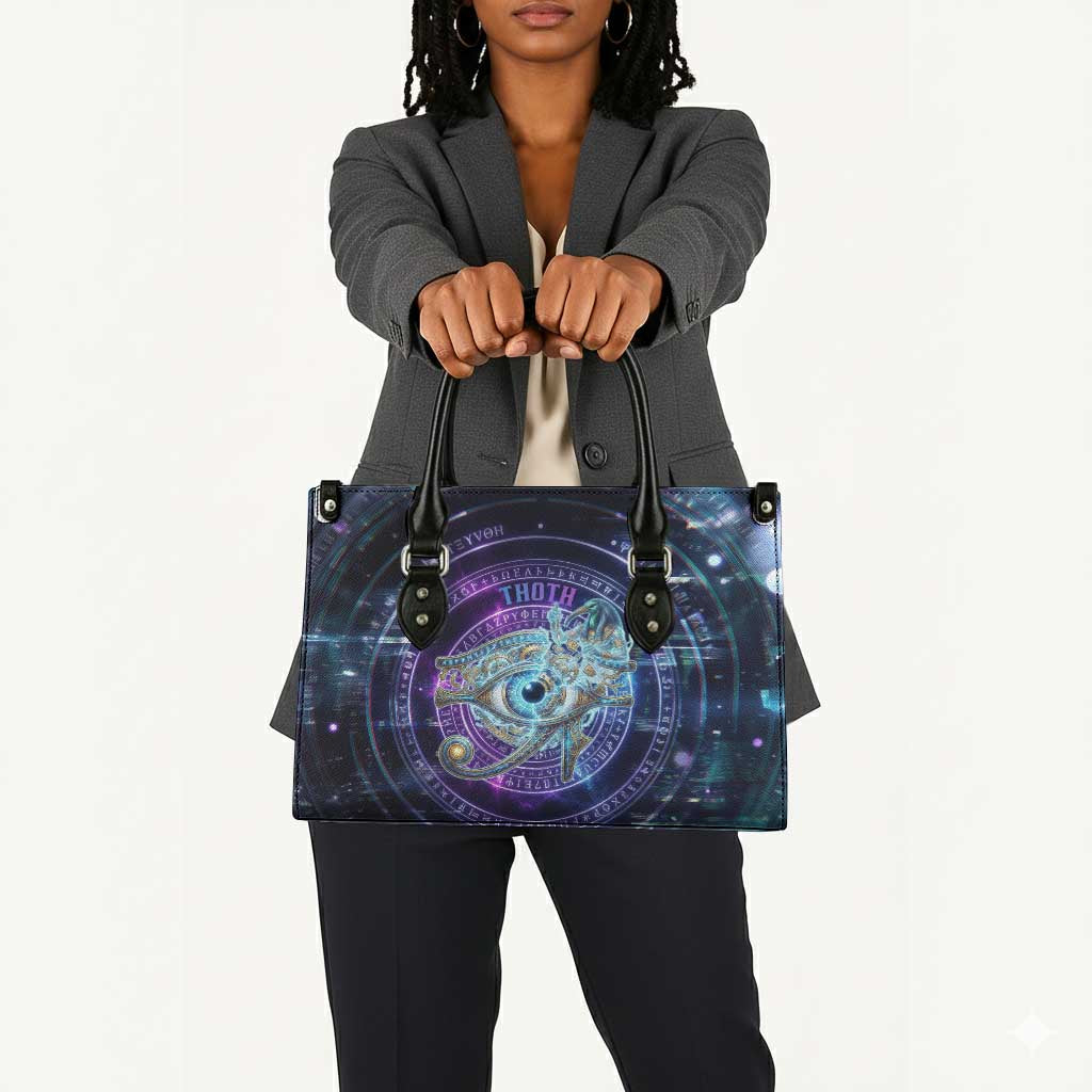 Thoth Ancient Egyptian Cosmic Leather Bag with Sacred Eye and Baboon Symbol Theme