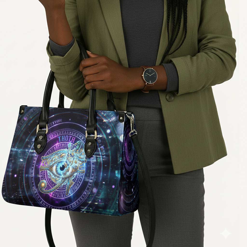 Thoth Ancient Egyptian Cosmic Leather Bag with Sacred Eye and Baboon Symbol Theme