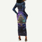 Thoth Ancient Egyptian Cosmic Long Sleeve Bodycon Dress with Sacred Eye and Baboon Symbol Theme