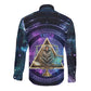 Thoth Ancient Egyptian Cosmic Long Sleeve Button Shirt with Sacred Eye and Baboon Symbol Theme