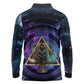 Thoth Ancient Egyptian Cosmic Long Sleeve Polo Shirt with Sacred Eye and Baboon Symbol Theme