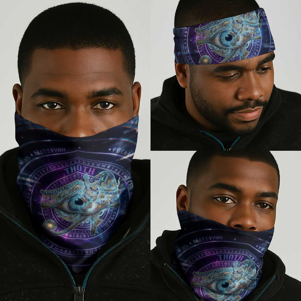 Thoth Ancient Egyptian Cosmic Neck Gaiter with Sacred Eye and Baboon Symbol Theme