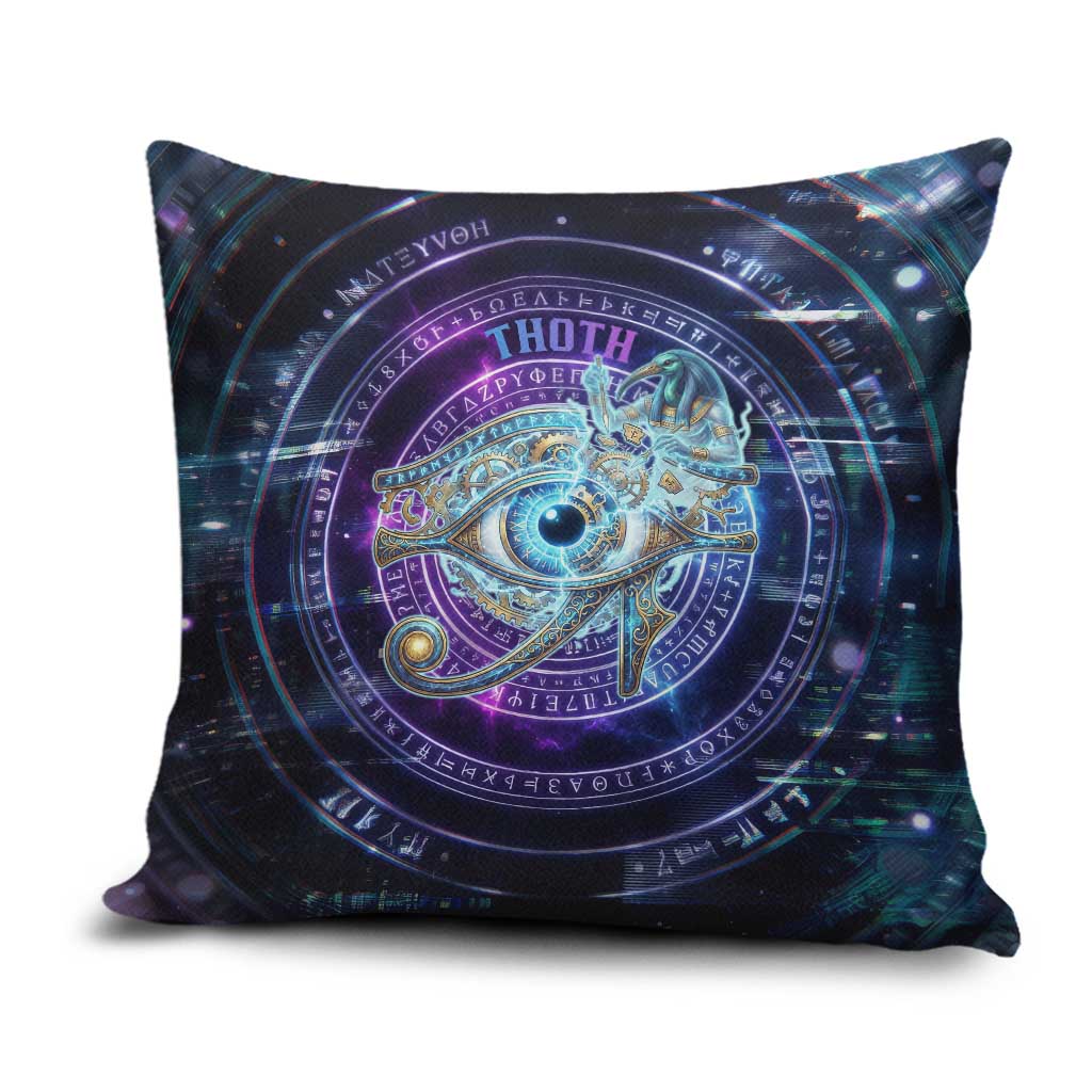 Thoth Ancient Egyptian Cosmic Pillow Cover with Sacred Eye and Baboon Symbol Theme
