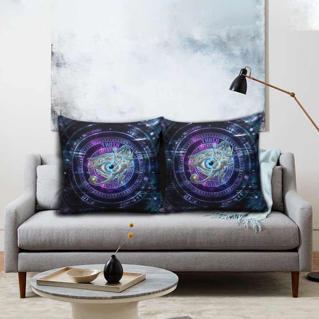 Thoth Ancient Egyptian Cosmic Pillow Cover with Sacred Eye and Baboon Symbol Theme