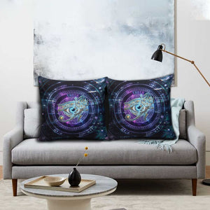 Thoth Ancient Egyptian Cosmic Pillow Cover with Sacred Eye and Baboon Symbol Theme