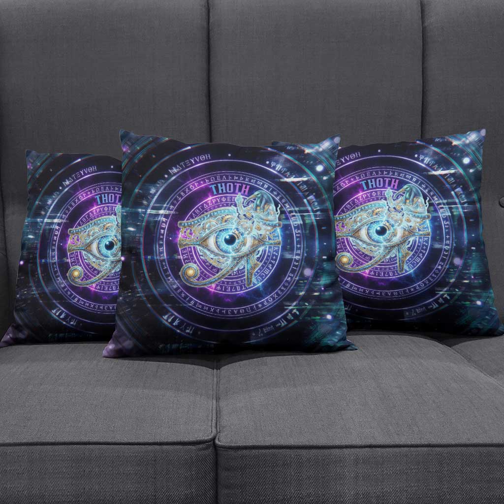 Thoth Ancient Egyptian Cosmic Pillow Cover with Sacred Eye and Baboon Symbol Theme