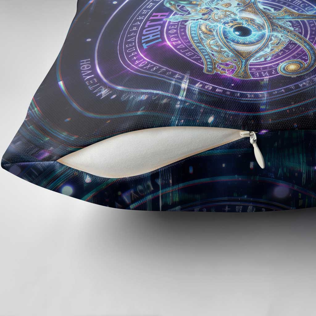 Thoth Ancient Egyptian Cosmic Pillow Cover with Sacred Eye and Baboon Symbol Theme
