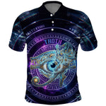 Thoth Ancient Egyptian Cosmic Polo Shirt with Sacred Eye and Baboon Symbol Theme