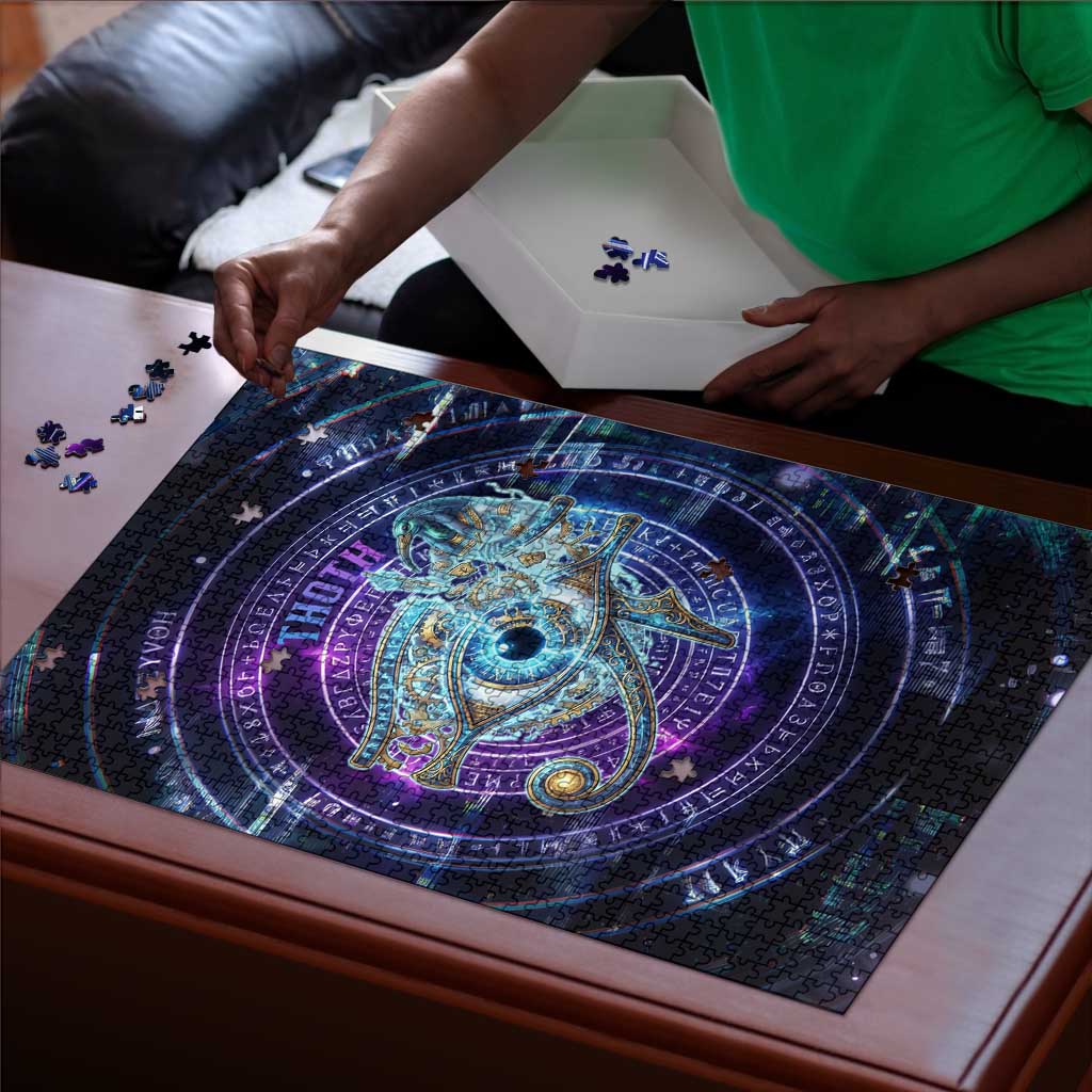 Thoth Ancient Egyptian Cosmic Puzzle with Sacred Eye and Baboon Symbol Theme
