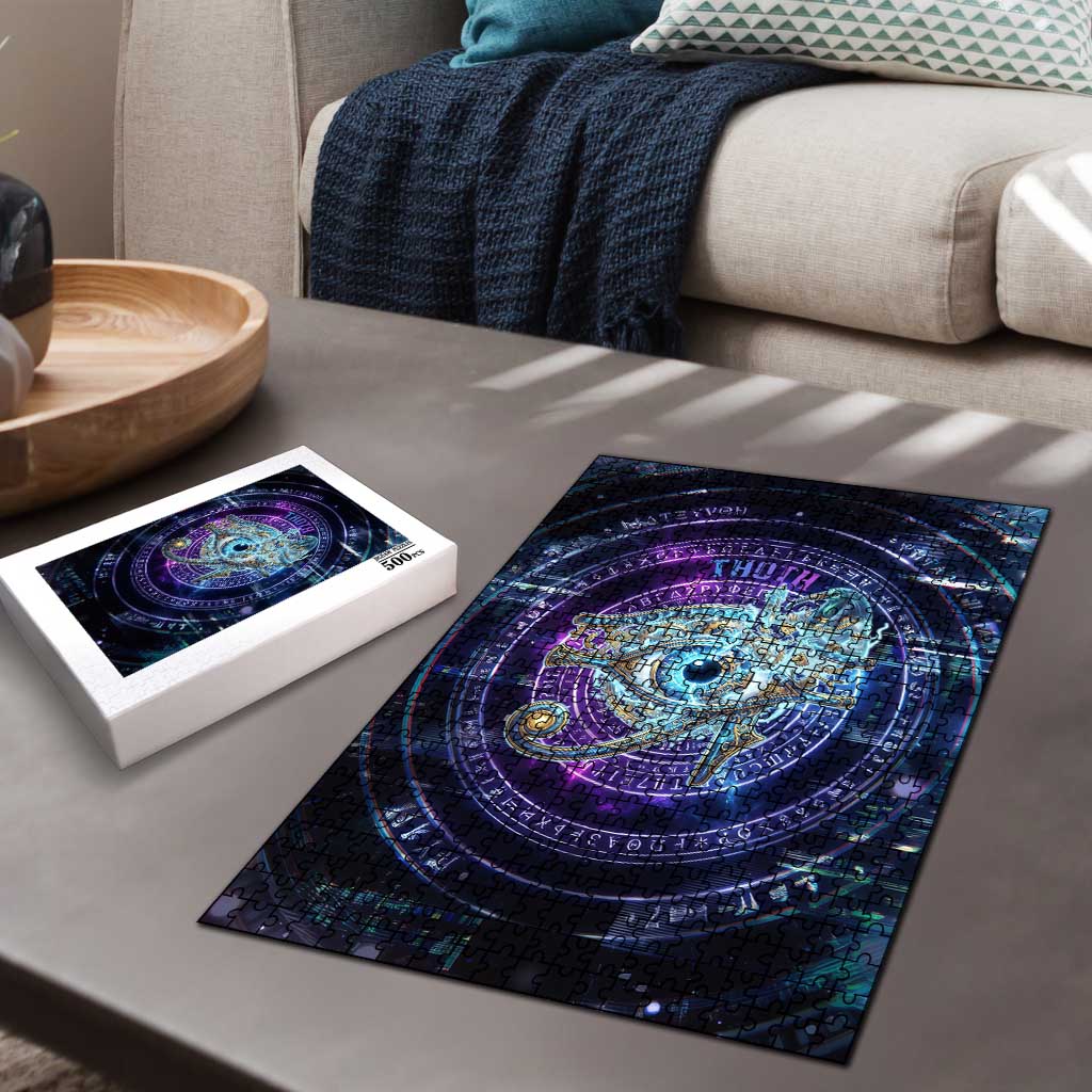 Thoth Ancient Egyptian Cosmic Puzzle with Sacred Eye and Baboon Symbol Theme