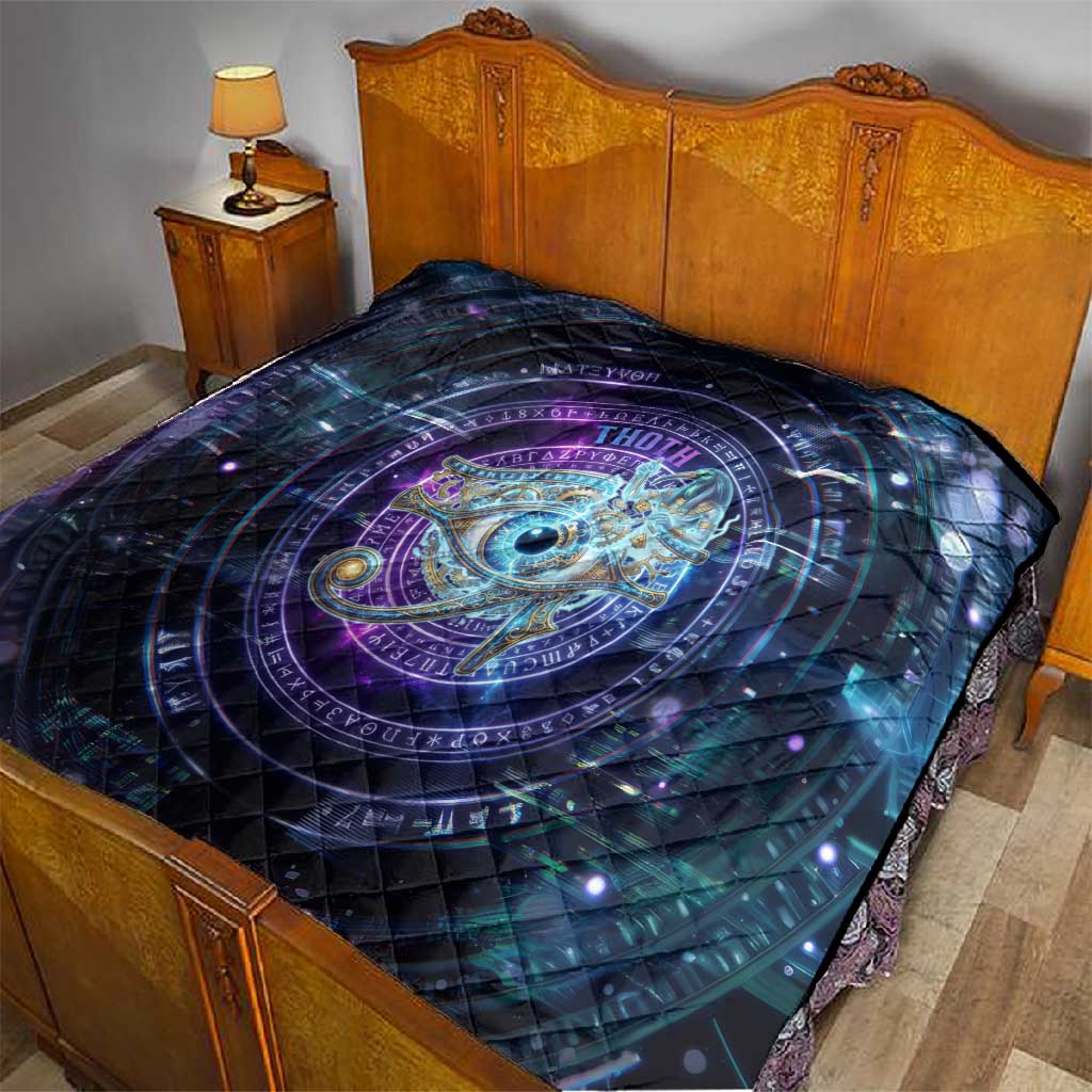 Thoth Ancient Egyptian Cosmic Quilt with Sacred Eye and Baboon Symbol Theme
