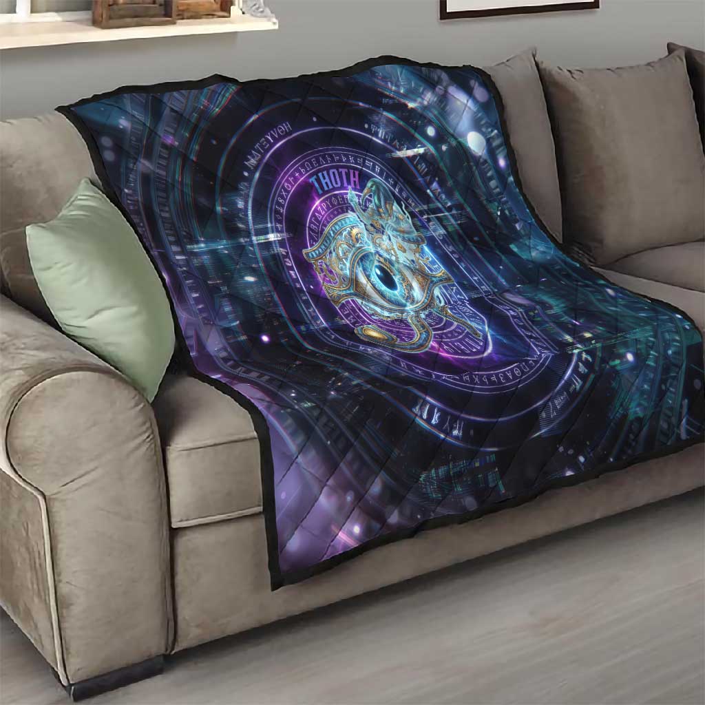 Thoth Ancient Egyptian Cosmic Quilt with Sacred Eye and Baboon Symbol Theme