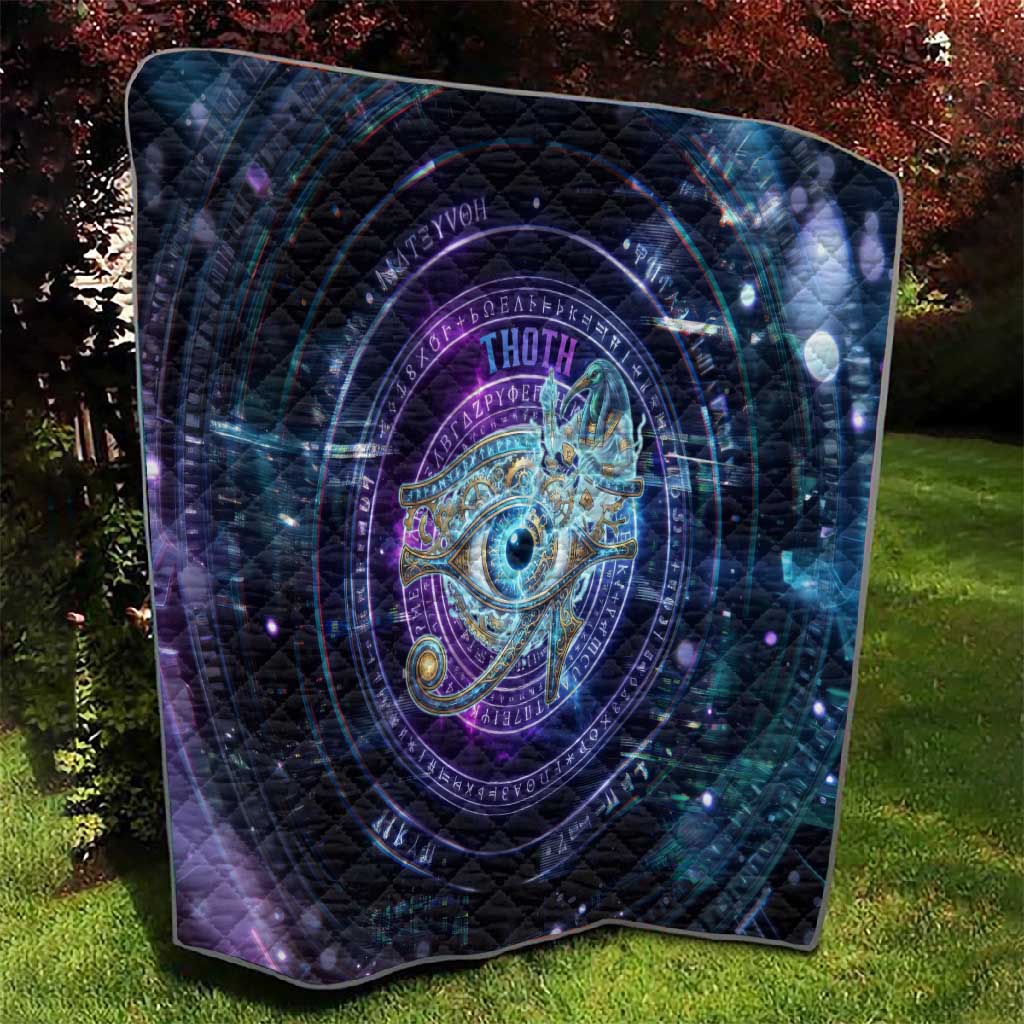 Thoth Ancient Egyptian Cosmic Quilt with Sacred Eye and Baboon Symbol Theme
