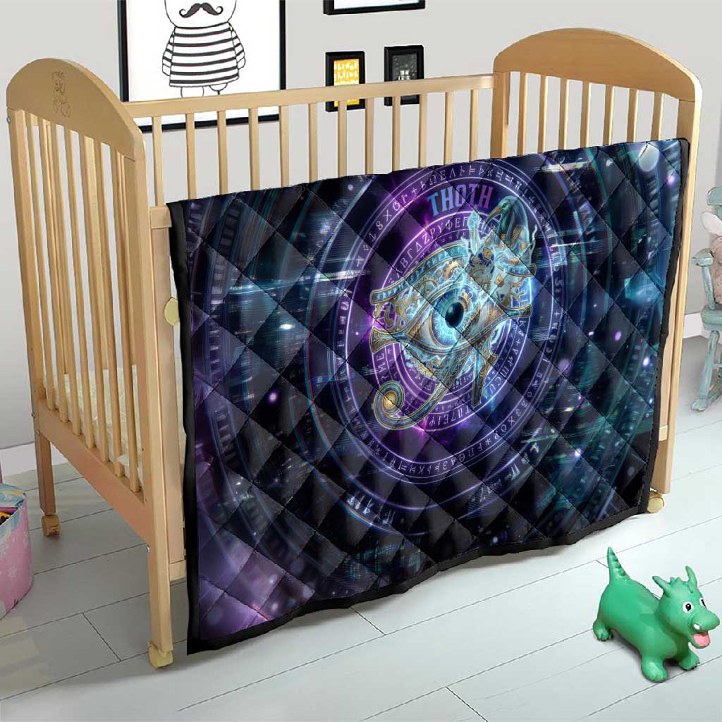 Thoth Ancient Egyptian Cosmic Quilt with Sacred Eye and Baboon Symbol Theme
