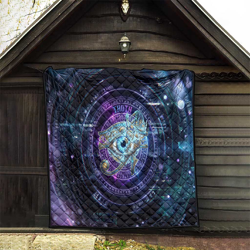 Thoth Ancient Egyptian Cosmic Quilt with Sacred Eye and Baboon Symbol Theme