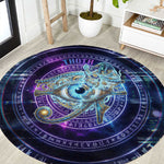 Thoth Ancient Egyptian Cosmic Round Carpet with Sacred Eye and Baboon Symbol Theme