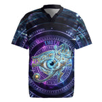 Thoth Ancient Egyptian Cosmic Rugby Jersey with Sacred Eye and Baboon Symbol Theme