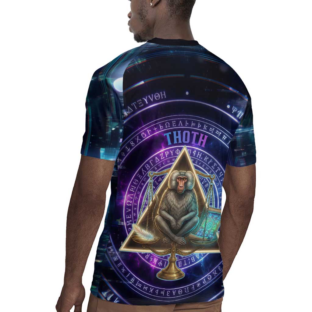 Thoth Ancient Egyptian Cosmic Rugby Jersey with Sacred Eye and Baboon Symbol Theme