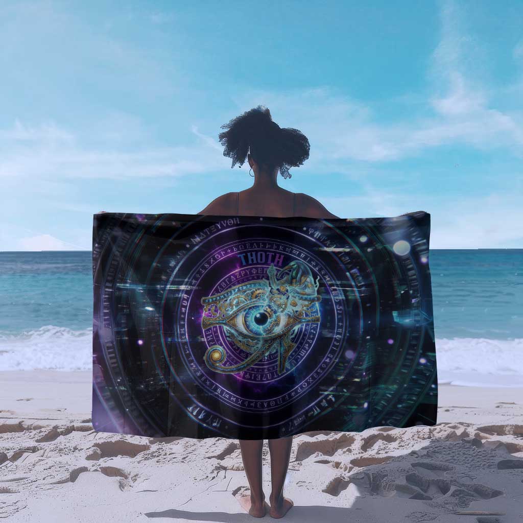 Thoth Ancient Egyptian Cosmic Sarong with Sacred Eye and Baboon Symbol Theme